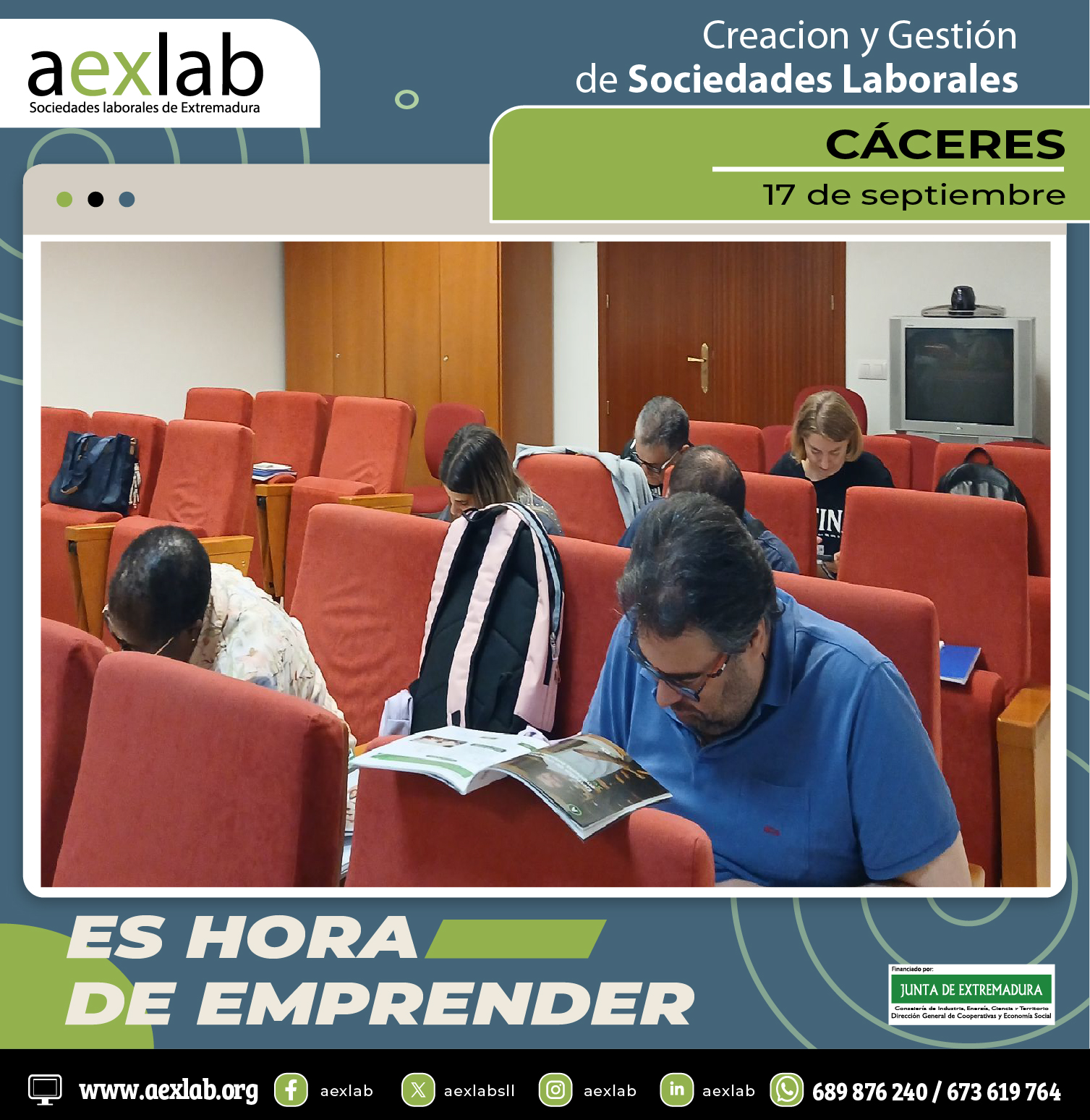 Asistentes jornada CACERES aexlab 17 de septiembre_Taller creacion y gestion sociedades laborales aexlab copia 2